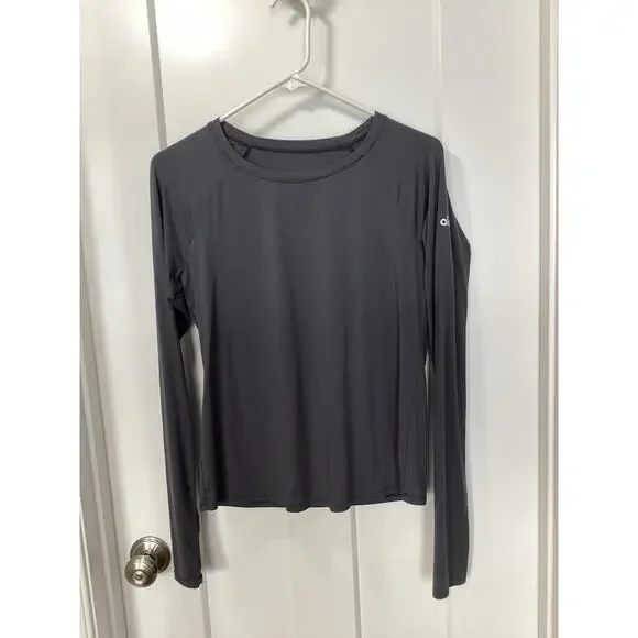 Alo Women's Alosoft Finesse Long Sleeve Top Activewear Yoga Athletic Dark Gray - Picture 3 of 10